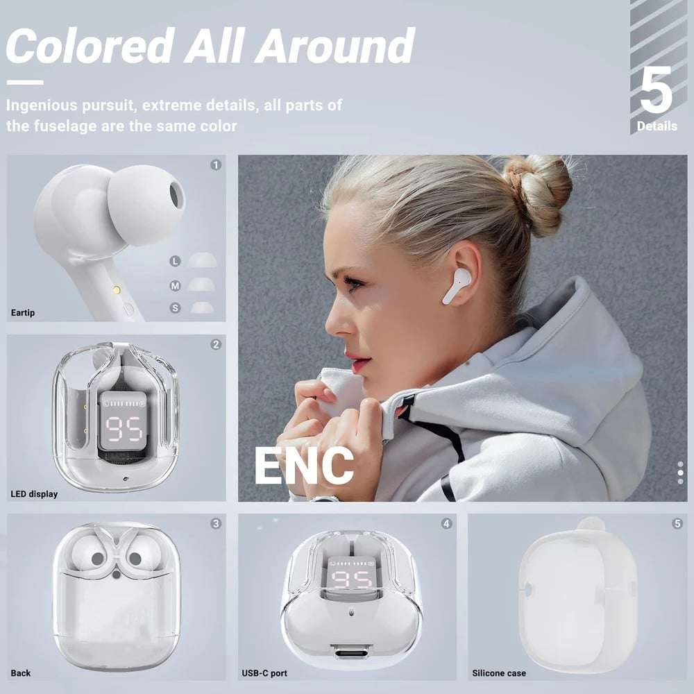 T6 Crystal Wireless Earphones - Luxoras